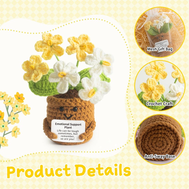 MS ZHENQIAO Handmade Positive Flower Crochet - Life is Tough But So are You - Inspirational Gift for Women - Thank You, Appreciation, Positive Gift for Teacher, Mom, Friend, Coworker - Knitted Decor - Image 3