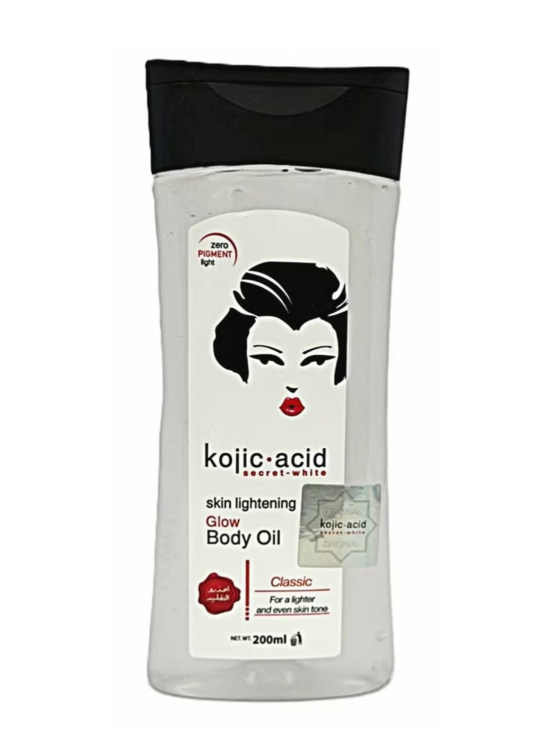 Secret White Kojic Acid Glow Body Oil Gel 200ml | Classic Gel Formula for Even-Looking Skin Tone | Lightweight, Silky Gel | Made in Philippines | Brightening & Radiant Glow