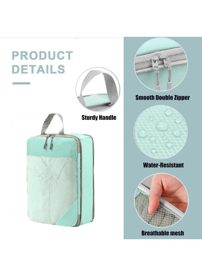 5 Set Compression Packing Cubes with Mesh, Travel Organizer Set - Compressible Packing Cubes Expandable Travel Organizers for Suitcases, Space Saving Luggage Storage Bags - Image 2