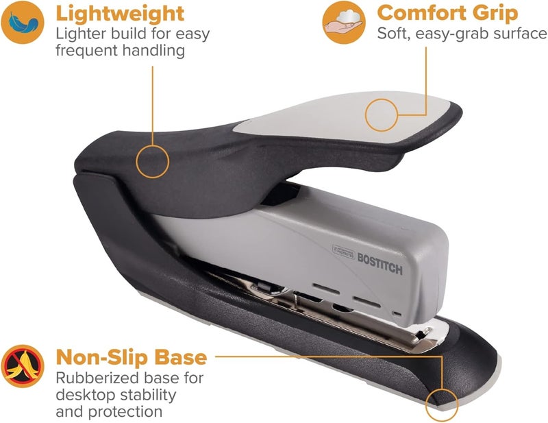 PaperPro Bostitch Office 60 Sheet Heavy Duty Stapler - Two Fingers, No Effort, Spring Powered Stapler - Gray (1200) - Image 4