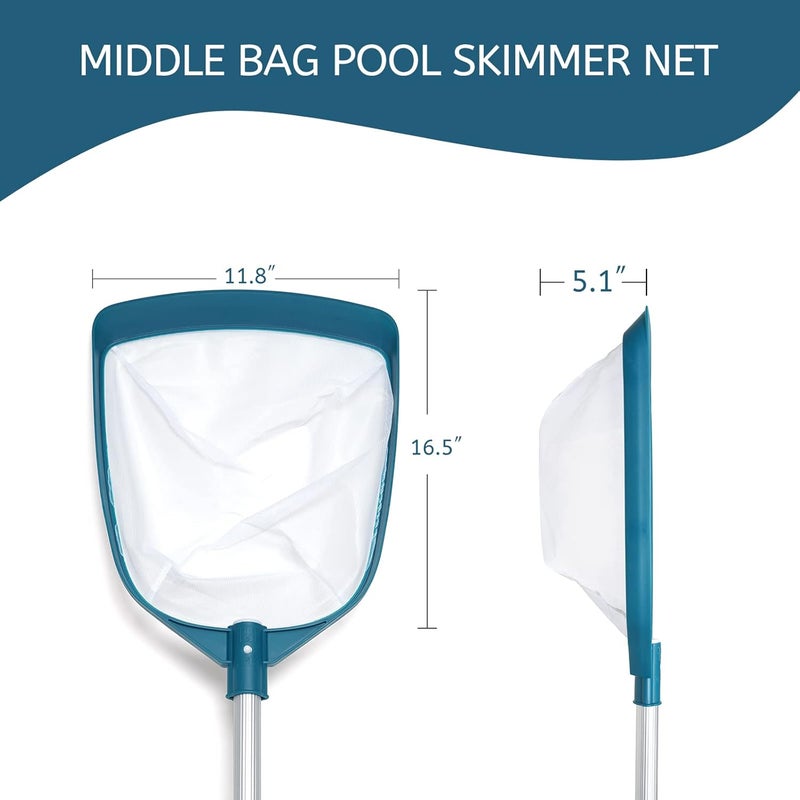 POOLWHALE Upgrades Swimming Pool Leaf Net Skimmer Rake with Adjustable Aluminum Pole and Nylon Medium Fine Mesh for Cleaning Swimming Pools, Hot Tubs, Spas and Fountains - Image 5