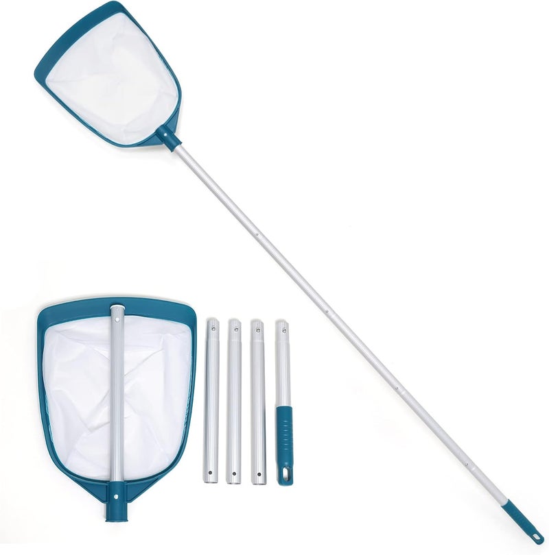 POOLWHALE Upgrades Swimming Pool Leaf Net Skimmer Rake with Adjustable Aluminum Pole and Nylon Medium Fine Mesh for Cleaning Swimming Pools, Hot Tubs, Spas and Fountains - Image 1