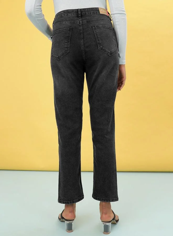 Freehand Grey Freehand Women Slim Fit Light Distress Jeans for Women | Best Price UAE
