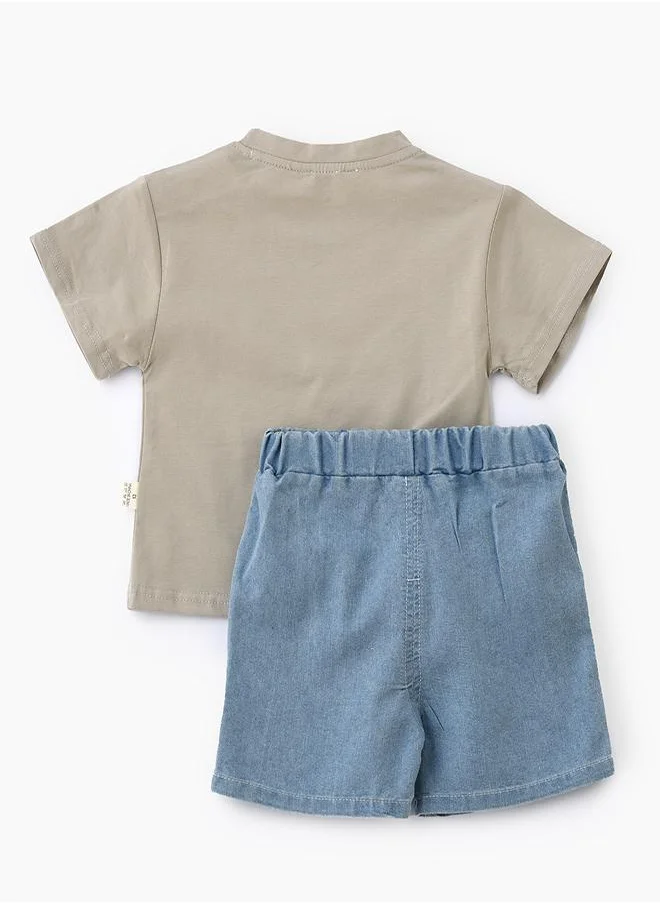 بيبي كلو Elephant Print Tee & Shorts Set