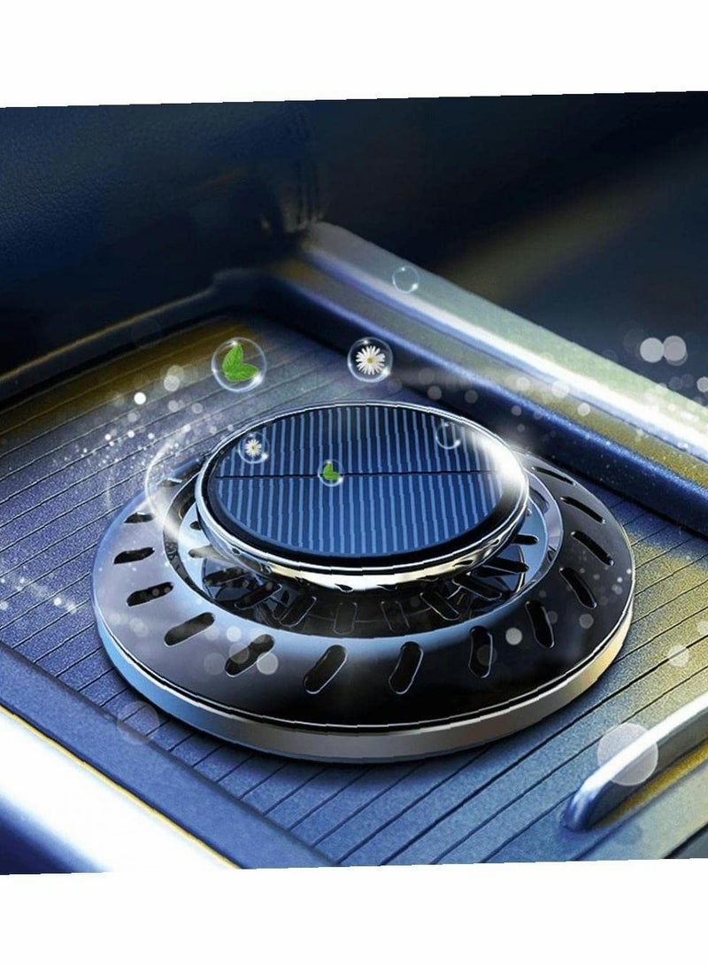 SYOSI معطرات هواء السيارة، موزع روائح السيارة بالطاقة الشمسية، إكسسوارات داخلية للسيارة، موزع روائح الزيوت العطرية الدوار بالطاقة الشمسية (أسود) - Image 2