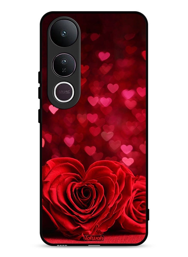 Tolwak Vivo V50 Lite Protective Case Cover Heart Flowers Abstract Art