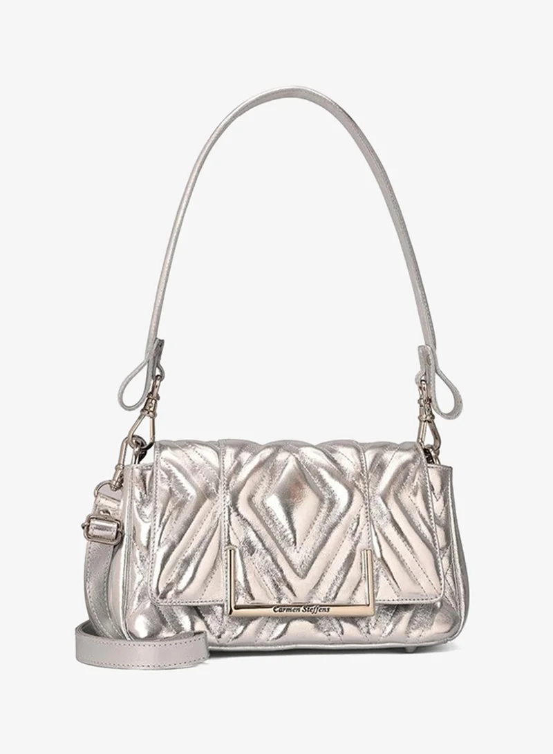 Carmen Steffens  Quilted Silver Leather Bag for Women | Best Price UAE