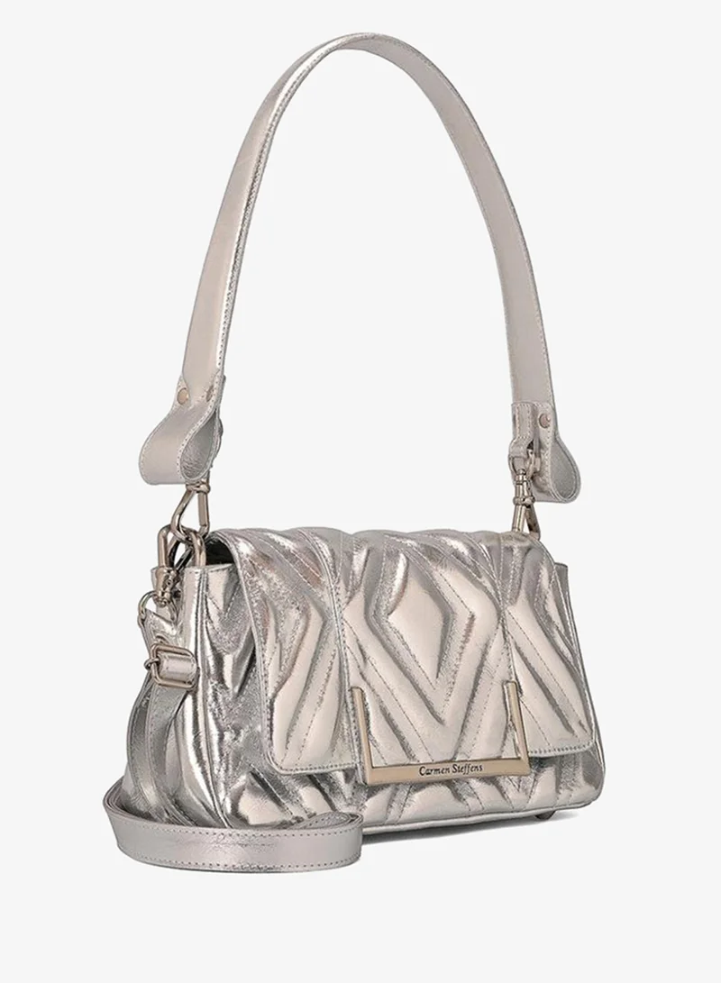 Quilted Silver Leather Bag