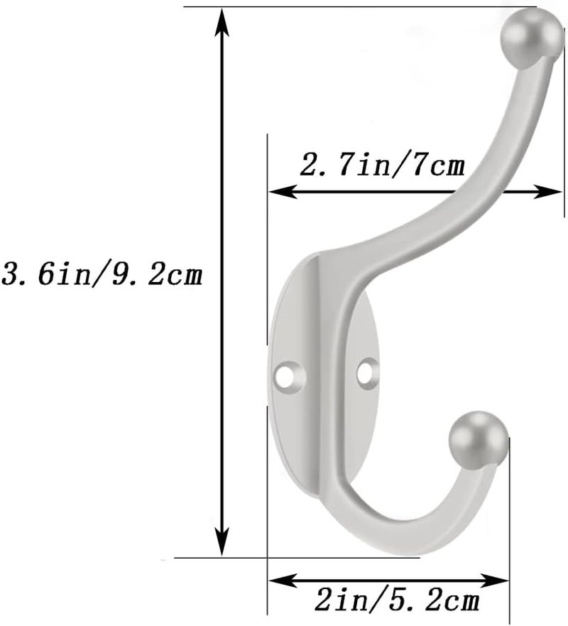 ZEYU Wall Hooks, 20Pcs Coat Hooks Hardware Towel Hooks for Hanging Coats Double No Rust Black Robe Hooks Wall Mounted with Screws for Key, Towel, Bags, Cup, Hat - Image 2