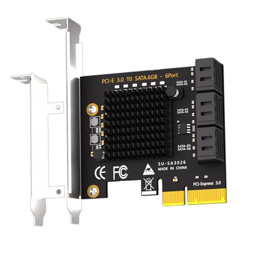 GLOTRENDS SA3026 6-Port PCIe X4 SATA Expansion Card, Compatible with Windows,Linux,Mac OS,NAS - Image 1
