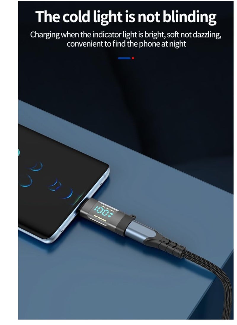 100W USB C Adapter 2 Pack with Digital Display Type C Power Meter Compatible with iPhone 15 Pro Max and Other USB C Devices