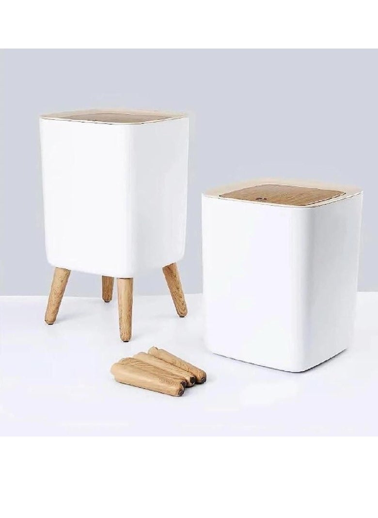 Generic - Trash Can with Automatic Press Lid and Removable Legs, Square Design - Image 1