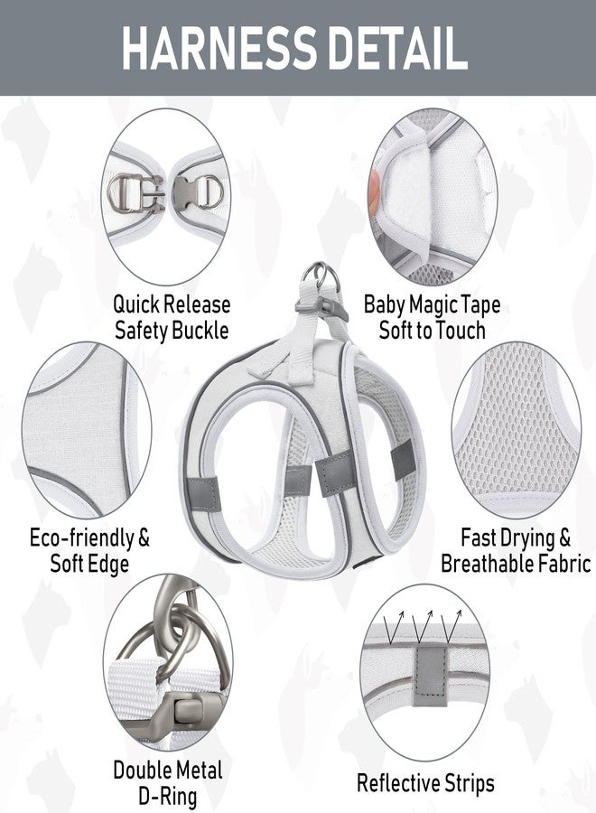 GAMUDA Small Pet Harness Collar and Leash Set, Step in No Chock No Pull Linen Fabric Soft Mesh Dog Vest Harnesses Reflective for Dogs Puppy Cats Kitten Rabbit (White, S) - Image 3