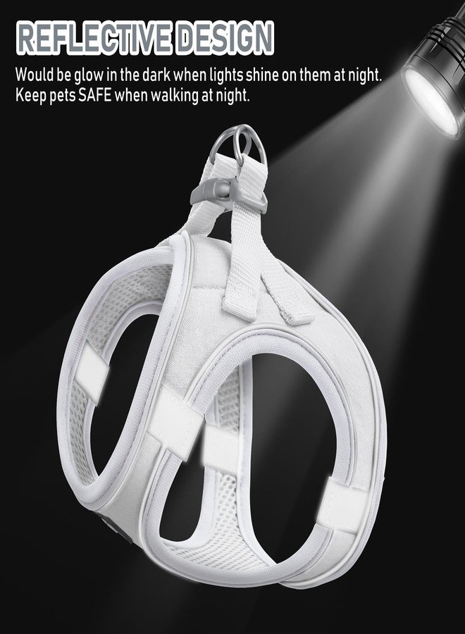 GAMUDA Small Pet Harness Collar and Leash Set, Step in No Chock No Pull Linen Fabric Soft Mesh Dog Vest Harnesses Reflective for Dogs Puppy Cats Kitten Rabbit (White, S) - Image 4