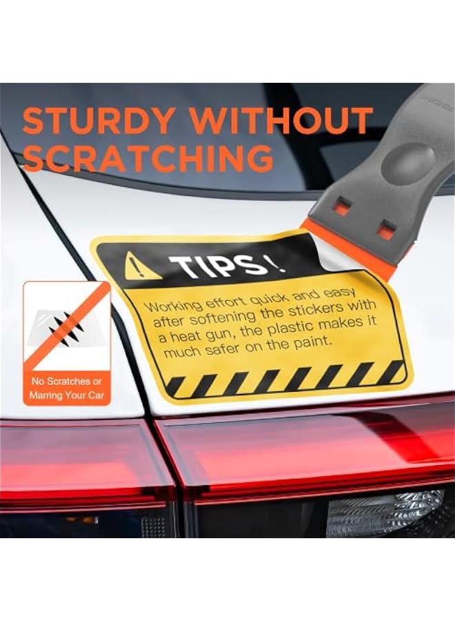 Plastic Razor Blades Scraper Tool - 2 Pack Wall Paint Remover with 100 PCS Blades Kit No Scratch Car Window Glass Wood Sticker Removal Floor Stove Kitchen Vinyl Adhesive Decal Tape Cleaning - Image 3