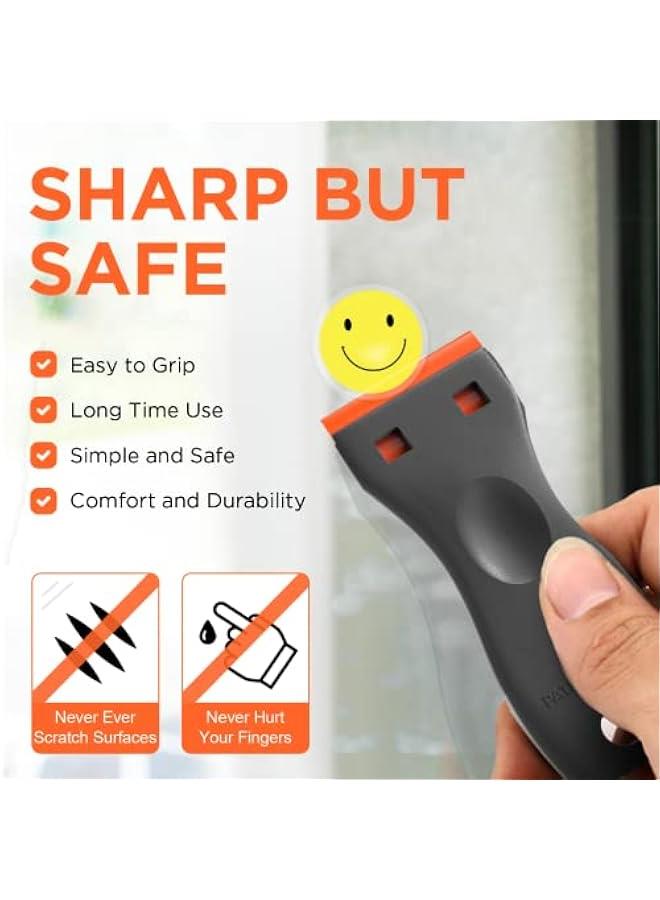 Plastic Razor Blades Scraper Tool - 2 Pack Wall Paint Remover with 100 PCS Blades Kit No Scratch Car Window Glass Wood Sticker Removal Floor Stove Kitchen Vinyl Adhesive Decal Tape Cleaning - Image 2