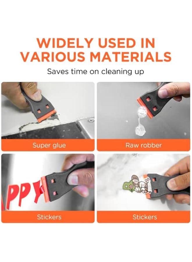 Plastic Razor Blades Scraper Tool - 2 Pack Wall Paint Remover with 100 PCS Blades Kit No Scratch Car Window Glass Wood Sticker Removal Floor Stove Kitchen Vinyl Adhesive Decal Tape Cleaning - Image 5