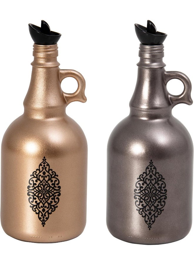 Servewell HARMONY 1 lt Decorated Oil Bottle-Metallic Silver-Bronze
