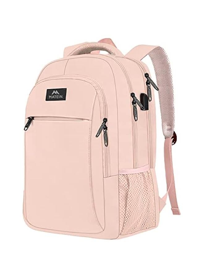 Arabest Pink Anti Theft Travel Backpack with USB Charging Port for Women, Water Resistant Lightweight Laptop Daypack Fits Macbook Up to 14inch - Image 1