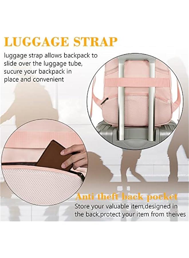 Arabest Pink Anti Theft Travel Backpack with USB Charging Port for Women, Water Resistant Lightweight Laptop Daypack Fits Macbook Up to 14inch - Image 3