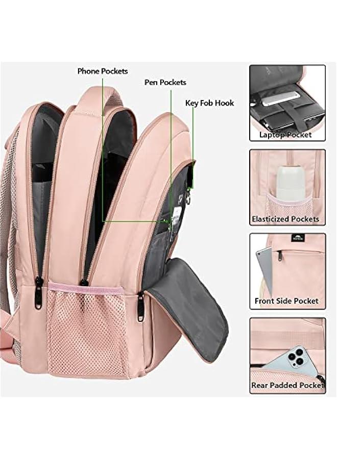 Arabest Pink Anti Theft Travel Backpack with USB Charging Port for Women, Water Resistant Lightweight Laptop Daypack Fits Macbook Up to 14inch - Image 5