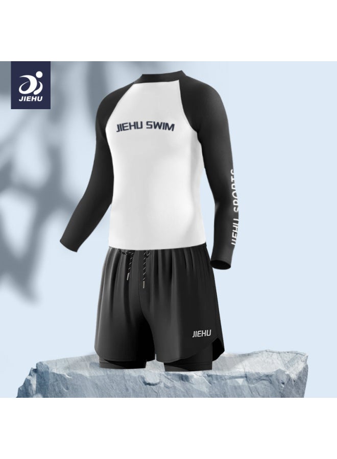 Generic Swimwear Men's Swimsuit Double-layer Swimming Trunks Suit Anti-embarrassment Swimming Trunks Men's Casual Loose Boxer Swimsuit Swimming Trunks Suit-Color:72112+42415 Set-Size:Xxxxl (recommended 90-110kg )  - Image 1