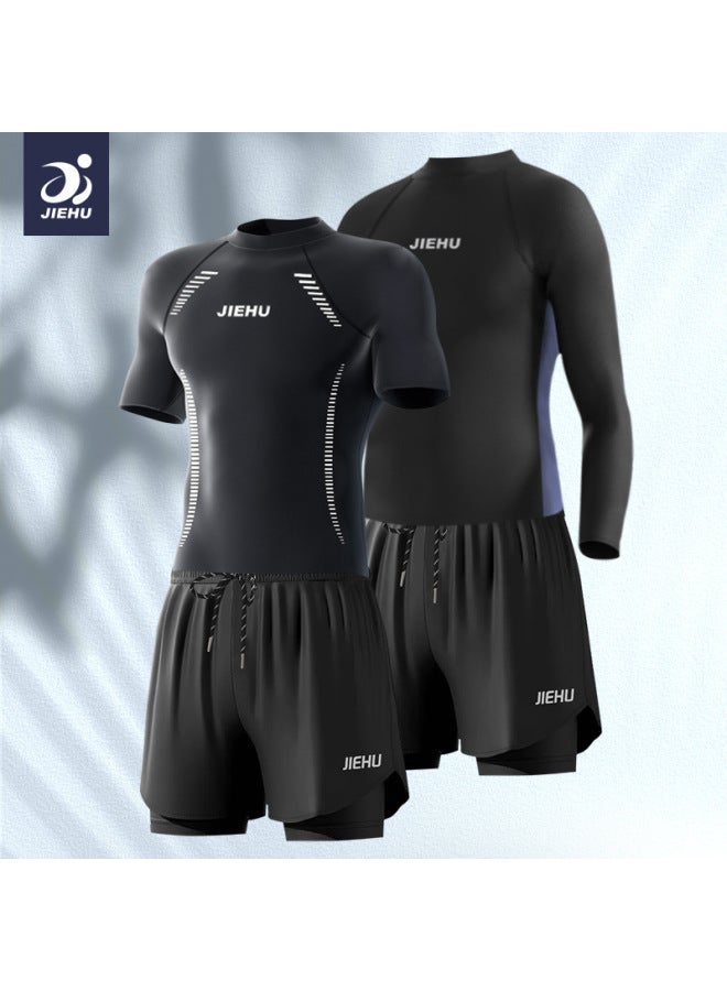 Generic Swimwear Men's Swimsuit Double-layer Swimming Trunks Suit Anti-embarrassment Swimming Trunks Men's Casual Loose Boxer Swimsuit Swimming Trunks Suit-Color:72112+42415 Set-Size:Xxxxl (recommended 90-110kg )  - Image 2