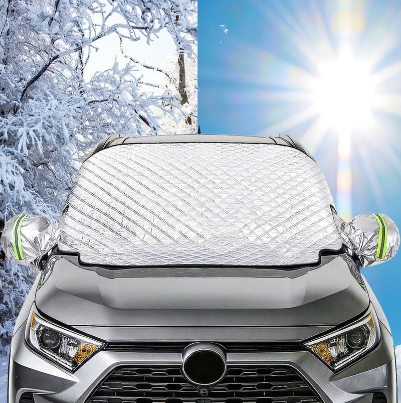 iZoeL Car Windshield Magnetic Snow Cover with Wing Mirror Cover - XL SUV Truck Size 157CM x 126CM - Image 1