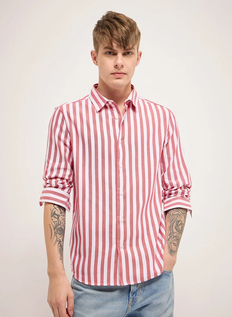 THE BEAR HOUSE Cotton Shirt for Men | Slim Fit, Long Sleeve, Casual or Formal Button-Down | Soft, Breathable Fabric for Work, Everyday, & All-Season Wear in Stylish