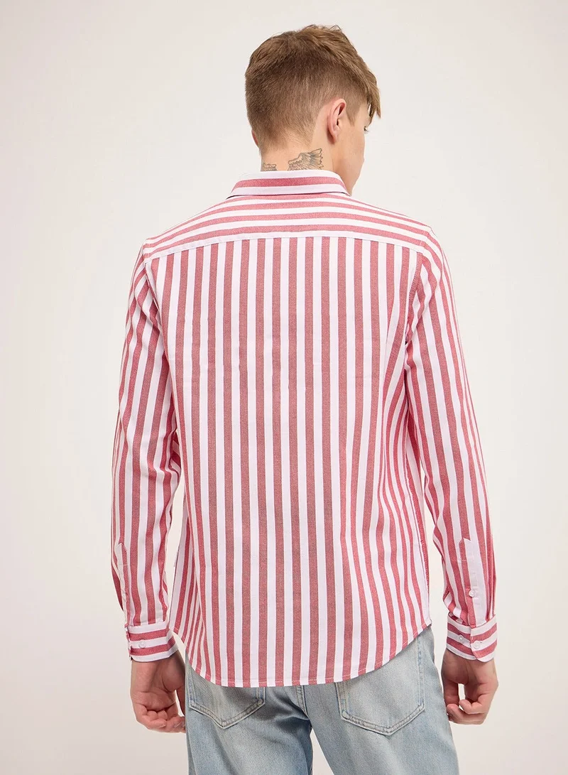 THE BEAR HOUSE  Cotton Shirt for Men | Slim Fit, Long Sleeve, Casual or Formal Button-Down | Soft, Breathable Fabric for Work, Everyday, & All-Season Wear in Stylish for Men | Best Price UAE