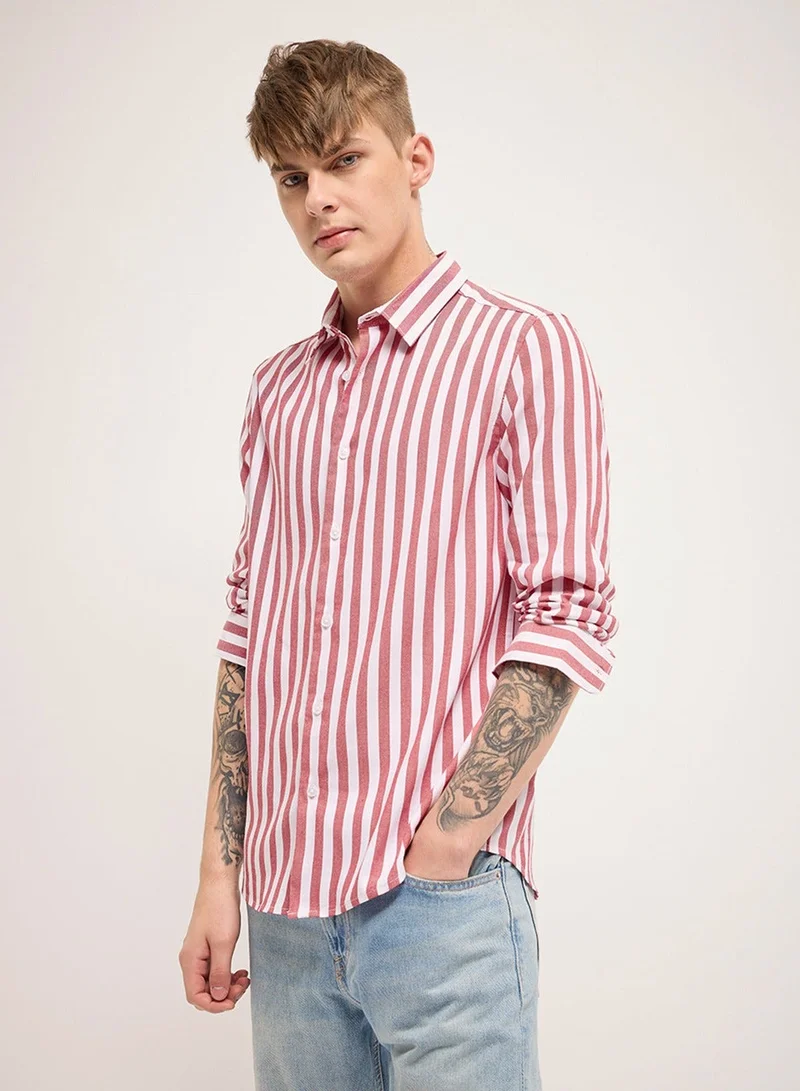 THE BEAR HOUSE  Cotton Shirt for Men | Slim Fit, Long Sleeve, Casual or Formal Button-Down | Soft, Breathable Fabric for Work, Everyday, & All-Season Wear in Stylish for Men | Best Price UAE