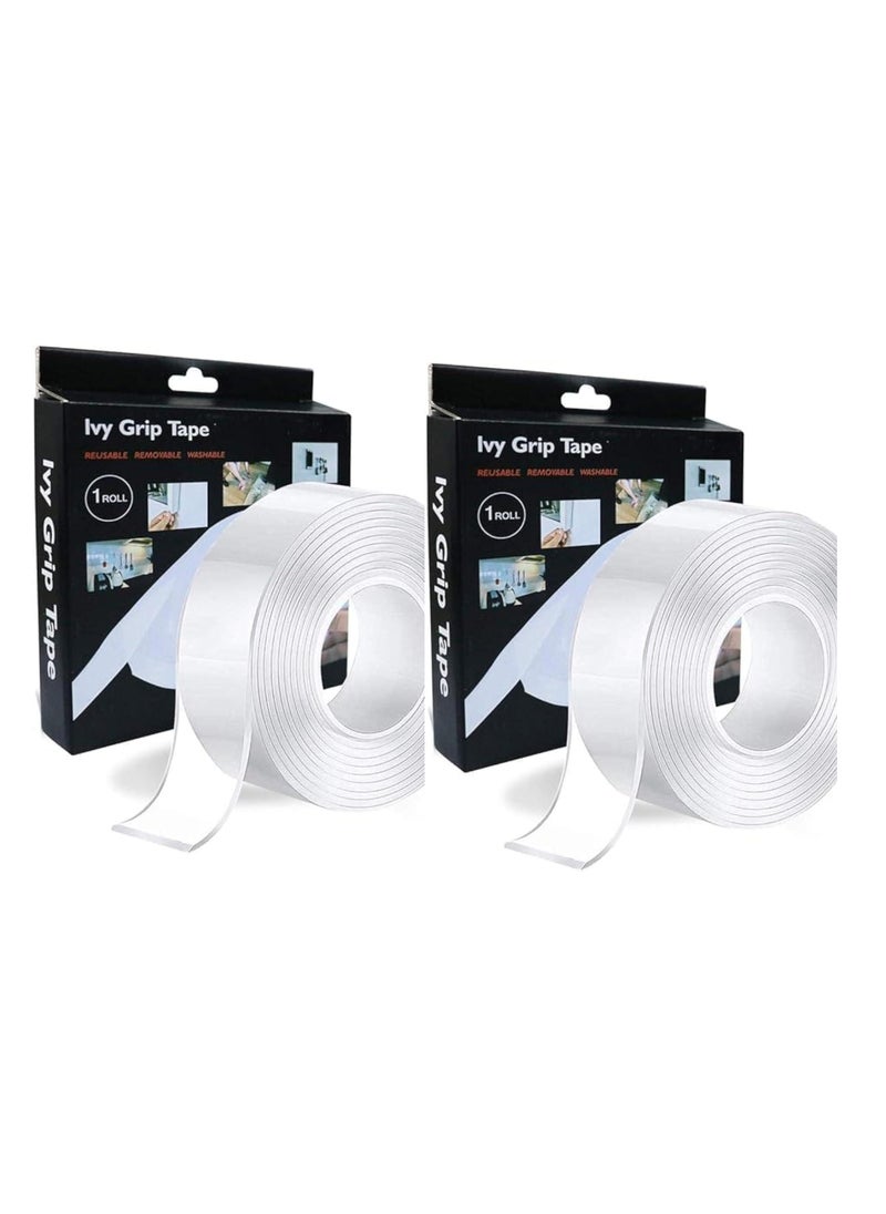 LVY Grip Tape Durable Double Face Tape 5M - strong adhisive Transparent - 2 pieces  - Image 1