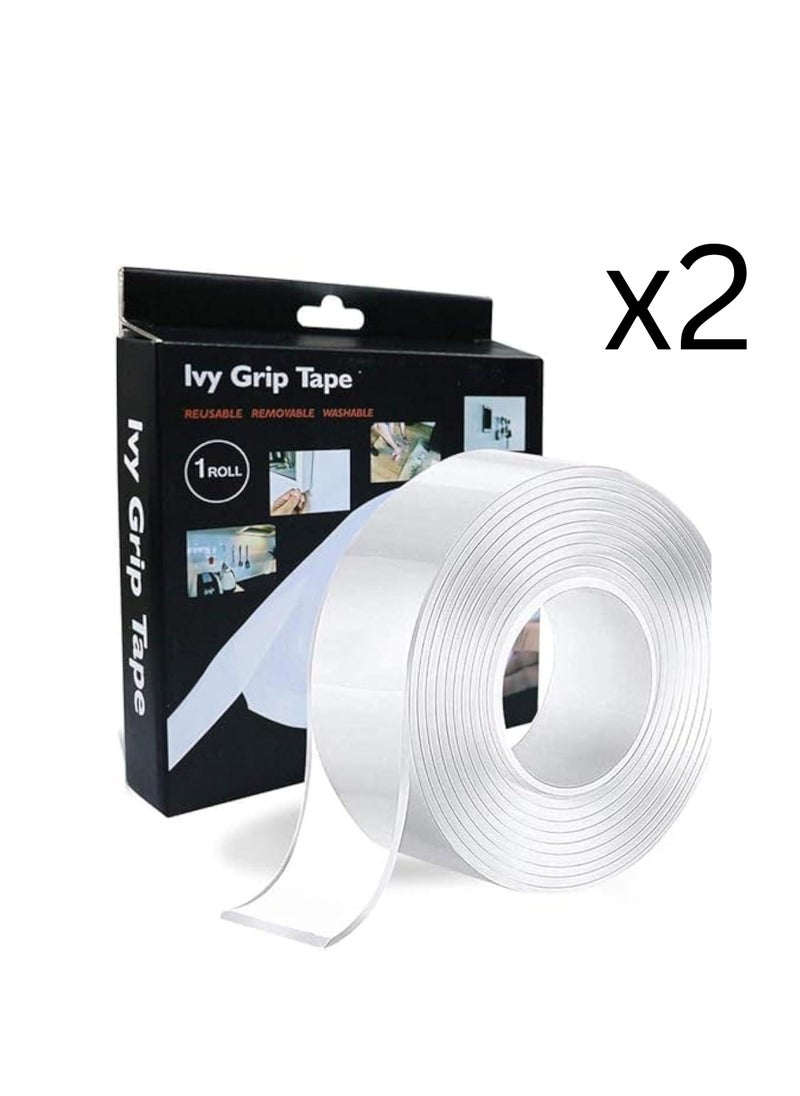 LVY Grip Tape Durable Double Face Tape 5M - strong adhisive Transparent - 2 pieces  - Image 2