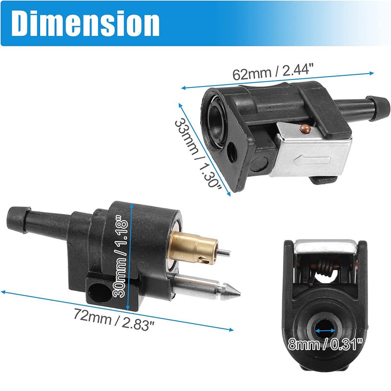 Male&Female Fuel Line Connector Fit for Outboard Motor Engine 6mm 1/4 ‘’ - Image 3