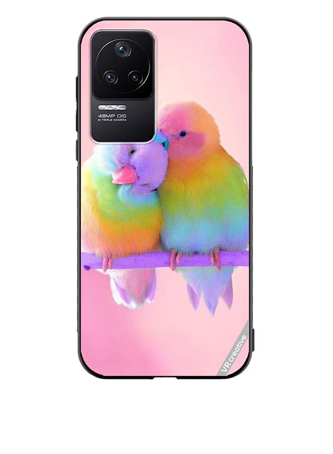 Protective Case Cover For Xiaomi Redmi K50 Pro Love Birds Pink Background Design Multicolour