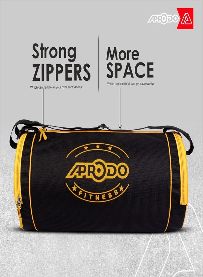 APRODO Polyester PU Coated Sports Duffle/Shoulder/Gym Bag for Men & Women, 23L (18 x 9 x 9) Inch (Black/G Yellow) - Image 5