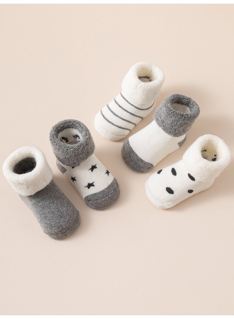 Baby Socks 5 Pairs Warm Wool Socks with Fold-Over Cuffs, Soft Winter Socks for Baby Boys and Girls, Age 3–12 Months - Image 2