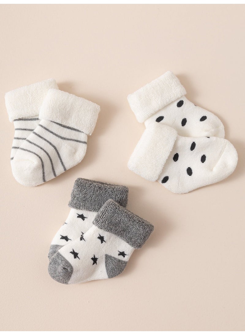 Baby Socks 5 Pairs Warm Wool Socks with Fold-Over Cuffs, Soft Winter Socks for Baby Boys and Girls, Age 3–12 Months - Image 4