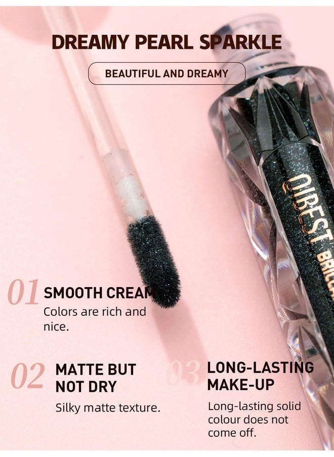 Easilydays - Easilydays Black Glitter Lip Gloss, Diamond Shimmer Lipstick, Metallic Matte Lipstick High Pigment Waterproof Long Lasting Lipsticks, Sparkling Glossy Liquid Lipstick Lip Gloss for Women (#10 Black) - Image 1