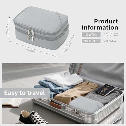 Lanola Travel Cable Organizer Bag, Electronic Accessories Case Portable Double Layer Cable Storage Bag for Cord,phone,Charger, Flash Drive,SD Card,Phone,Power Bank,Personal Items - Grey - Image 2