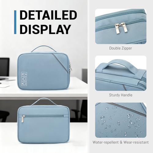 Lanola Travel Cable Organizer Bag, Electronic Accessories Case Portable Double Layer Cable Storage Bag for Cord,phone,Charger, Flash Drive,SD Card,Phone,Power Bank,Personal Items - Grey - Image 5