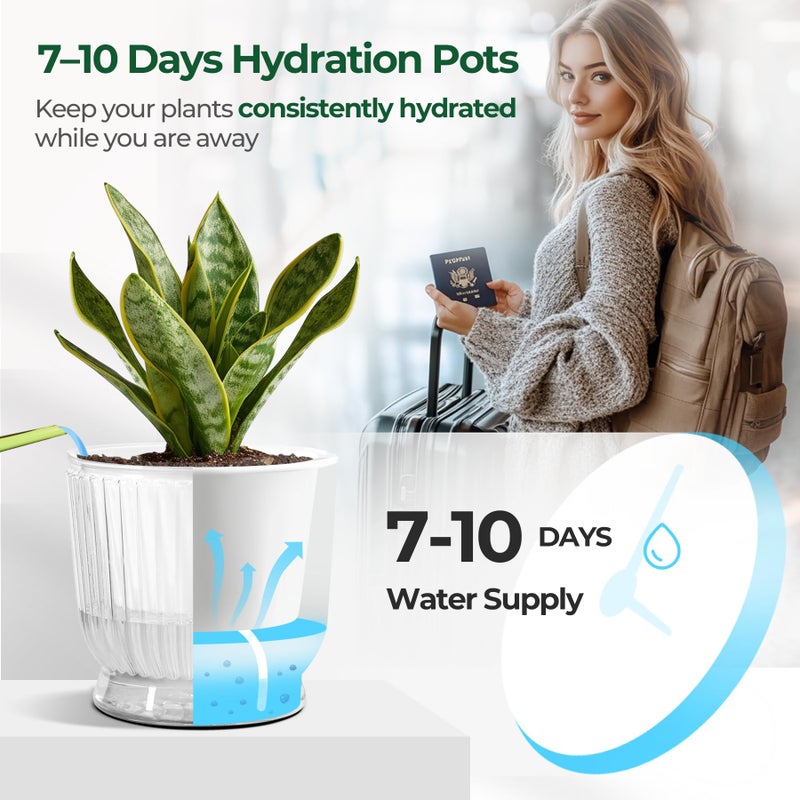 T4U 6 Inch Self Watering Pots for Indoor Plants, 4 Pack Self Watering Planter, Self Watering Pot with Reservoir, Clear Self Watering Pots for Indoor Plants, African Violets (4 Pack, 6", Clear) - Image 5
