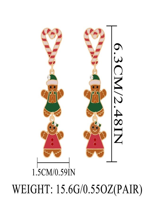 Aksod Christmas Earrings for Women Tree Gingerbread Man Santa Claus Earrings Dangle Trendy Enemal Xmas Holiday Festival Earring for Women (Gingerbread Man C) - Image 5