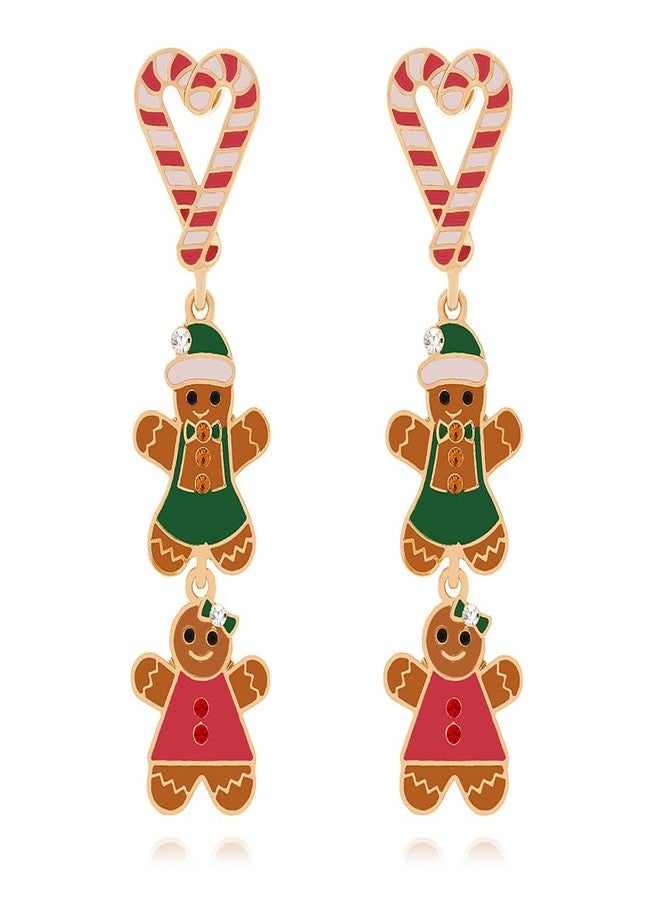 Aksod Christmas Earrings for Women Tree Gingerbread Man Santa Claus Earrings Dangle Trendy Enemal Xmas Holiday Festival Earring for Women (Gingerbread Man C) - Image 1