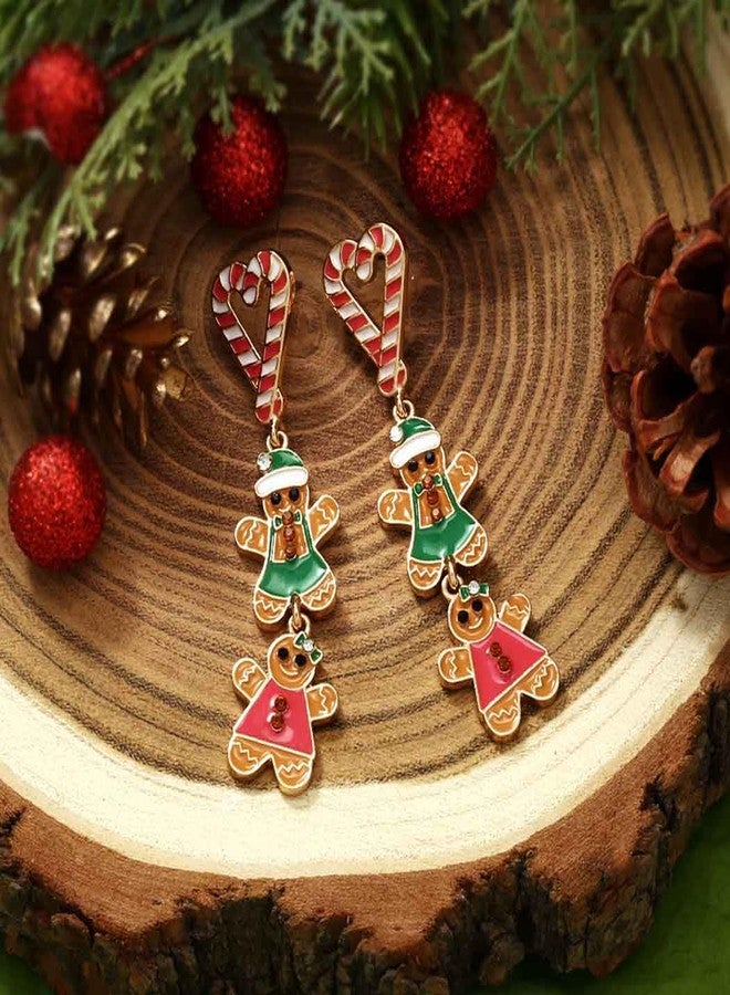 Aksod Christmas Earrings for Women Tree Gingerbread Man Santa Claus Earrings Dangle Trendy Enemal Xmas Holiday Festival Earring for Women (Gingerbread Man C) - Image 3