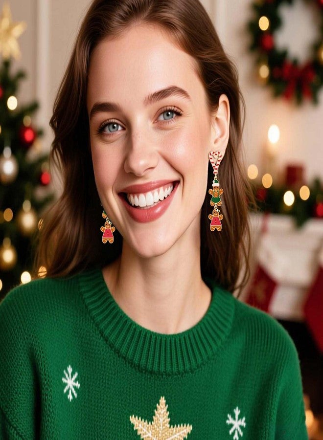 Aksod Christmas Earrings for Women Tree Gingerbread Man Santa Claus Earrings Dangle Trendy Enemal Xmas Holiday Festival Earring for Women (Gingerbread Man C) - Image 4