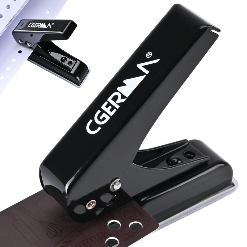 Cgerma Single Hole Punch, 30 Sheet Capacity, Heavy Duty Paper Hole Puncher, 1/4" Hole Punches, 60% Labor Savings for for ID Cards, Chipboard Art Projects, Black - Image 1