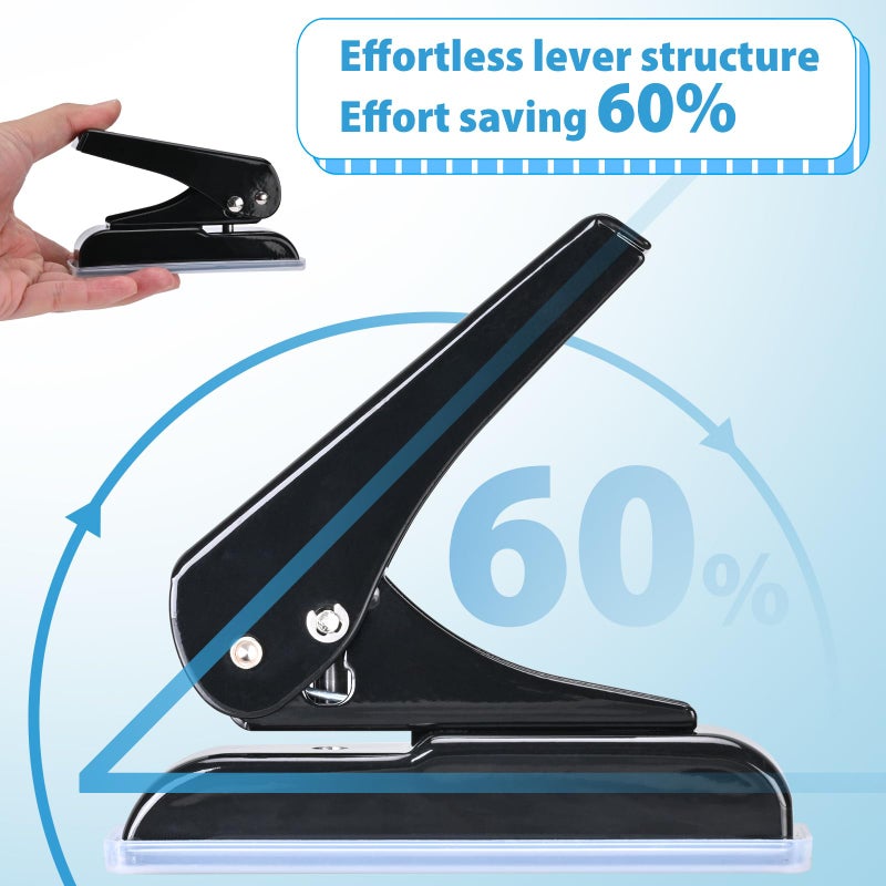 Cgerma Single Hole Punch, 30 Sheet Capacity, Heavy Duty Paper Hole Puncher, 1/4" Hole Punches, 60% Labor Savings for for ID Cards, Chipboard Art Projects, Black - Image 3