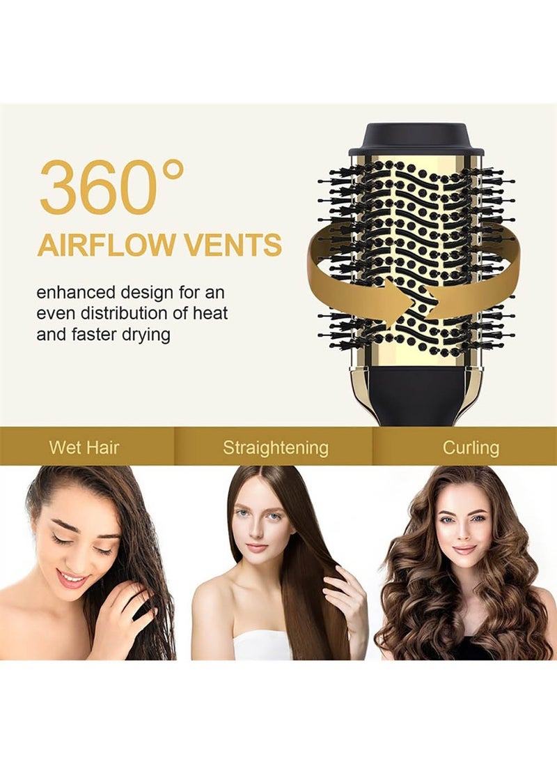 ZEPONOVA Hair Dryer Brush, Blow Dryer Brush,Hot Air Brush Comb for Drying Straightening Curling Volumizing Hair Gold/Black - Image 4