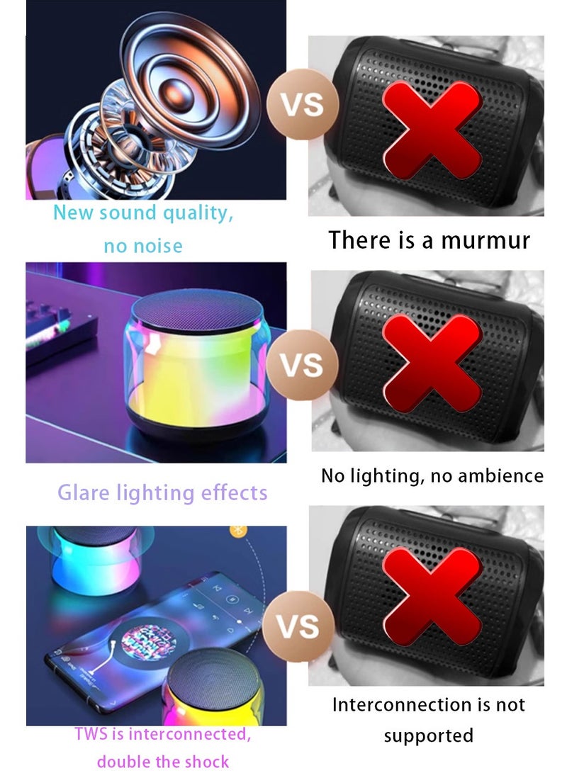 Portable Wireless Speaker, Powerful HD Stereo Speaker with TWS, Retro LED Light Show, 4H Playtime, USB Media Port, TF Card Slot and 3.5mm Port for Bluetooth Enabled Devices, Glitz Black - Image 2